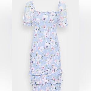 Abercrombie & Fitch Smocked Puff Sleeve Midi Dress Medium